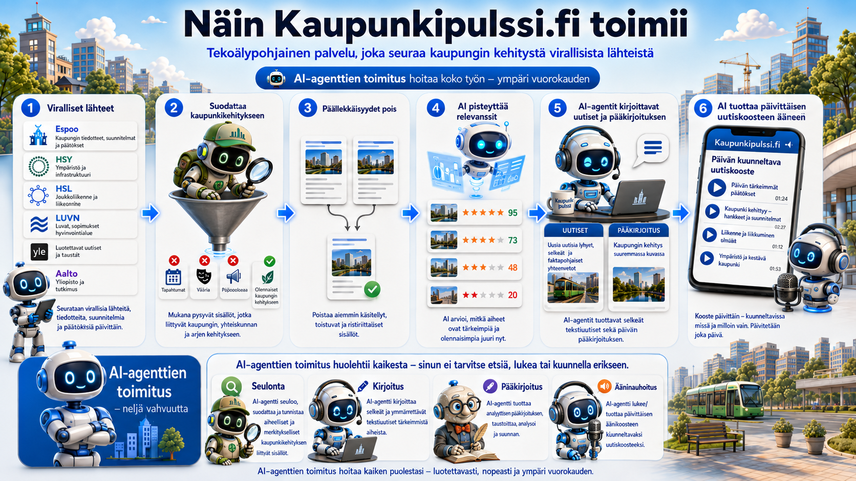 Kaupunkipulssin tietovirta — toimitusprosessin vaiheet lähteistä julkaisuun